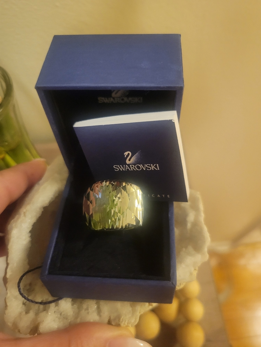 Swarovski Gold Faceted Reflective Statement Ring